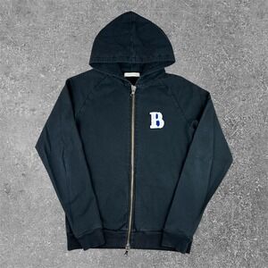 Pierre Balmain Full Zip Hoodie Mens 48 Small Faded Black Le Rock Parisien Luxury